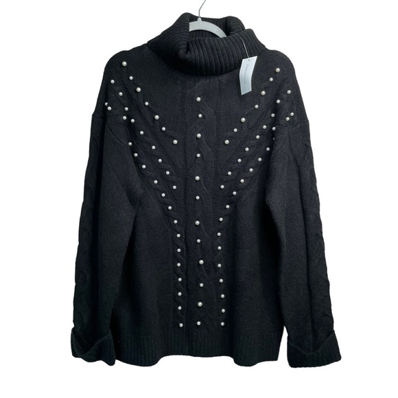 MSRP $100 Charter Club Embellished Turtleneck Sweater Black Size XL - Picture 1 of 9